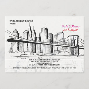 New York Skyline Sketchy Invitation