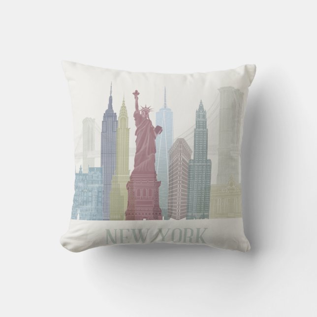 New York Skyline Throw Pillow (Front)