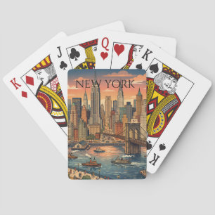 New York Skyline Travel Art Vintage Poker Cards