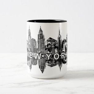 New York skyline Two-Tone Coffee Mug