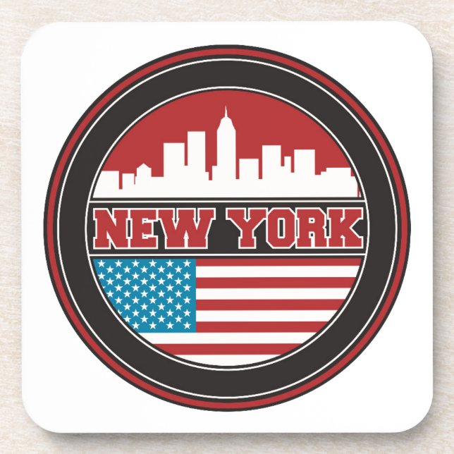 New York Skyline | United States Flag Beverage Coaster (Front)