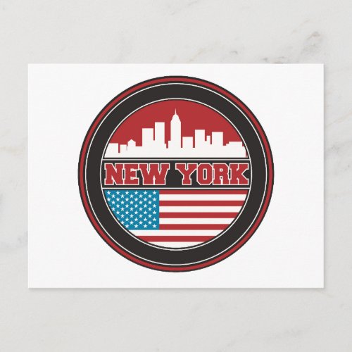 New York Skyline  United States Flag Postcard