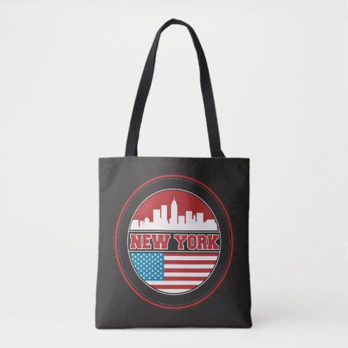 New York Skyline  United States Flag Tote Bag