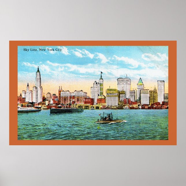New York Skyline Vintage Poster (Front)