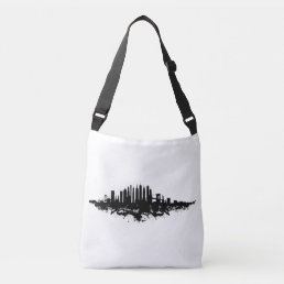 New York Skyline Watercolor Black and White Crossbody Bag