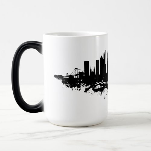New York Skyline Watercolor Black and White Magic Mug
