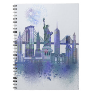 New York Skyline - Watercolor Blue Notebook