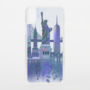 New York Skyline - Watercolor Blue iPhone XS Case