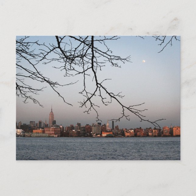 New York Skyline with Moon Postcard (Front)