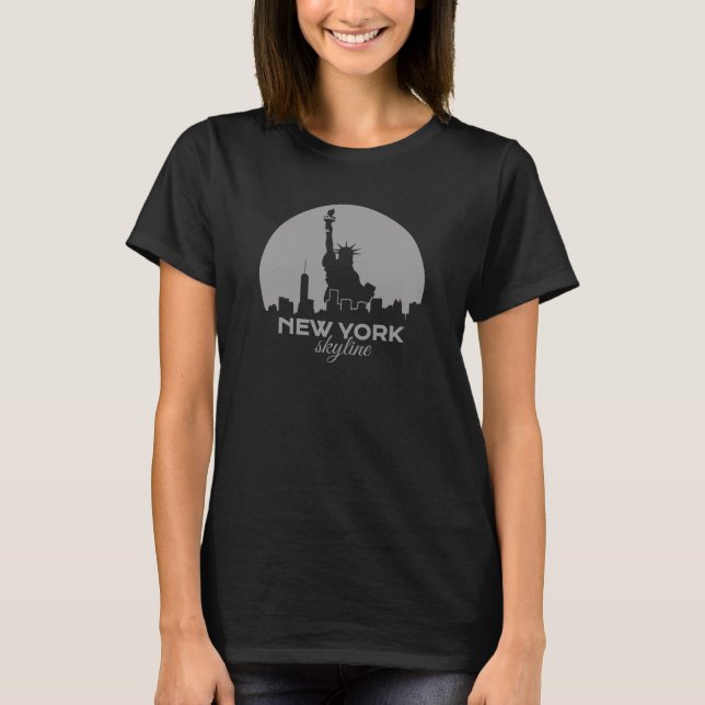 New York Skyline with Statue of Liberty T-Shirt (Front)