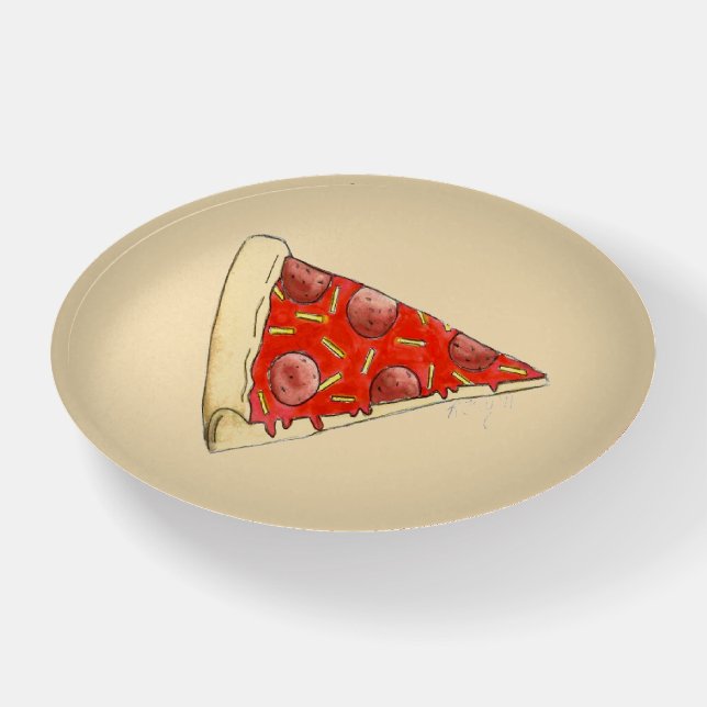 New York Slice Pepperoni Cheese PIzza Pie Paperweight (Front)