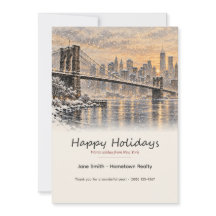 New York Snowy Ink Wash Realtor Holiday Card