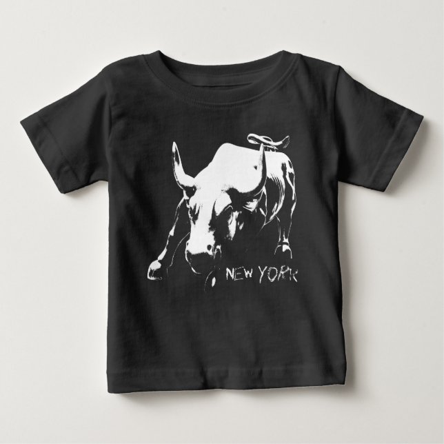 New York Souvenir Baby Organic Shirt Bull Statue (Front)