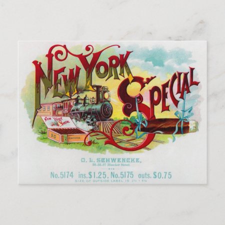 New York Special Vintage Cigar Label Postcard