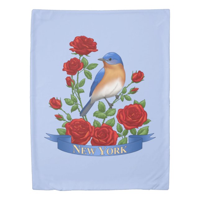 New York State Bird and Flower Duvet Cover (Front)