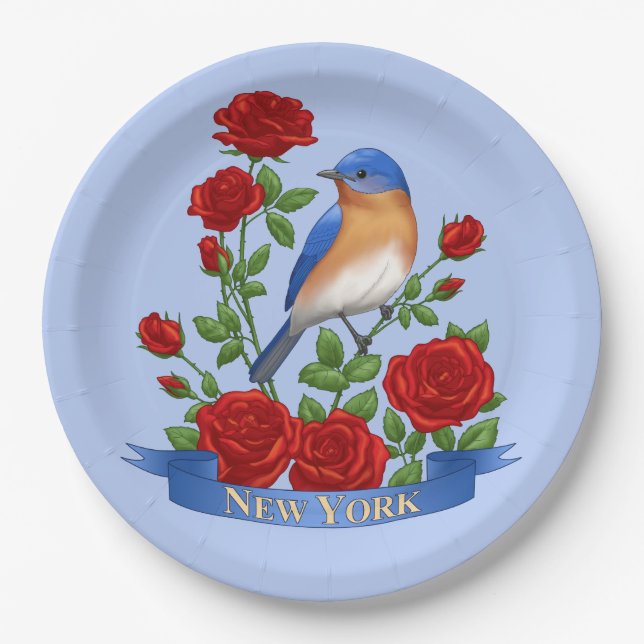 New York State Bird and Flower Paper Plates (Front)