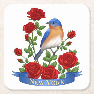 New York State Bird and Flower Square Paper Coaster