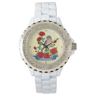 New York State Bird & Flower - Bluebird & Red Rose Watch