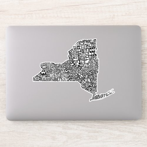New York State Counties Typographic Word Art Map Sticker