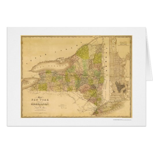 New York State Early Map 1839 Cards (Front Horizontal)