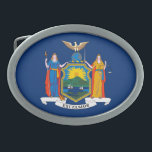 New York State Flag Belt Buckle<br><div class="desc">Patriotic New York state flag.</div>