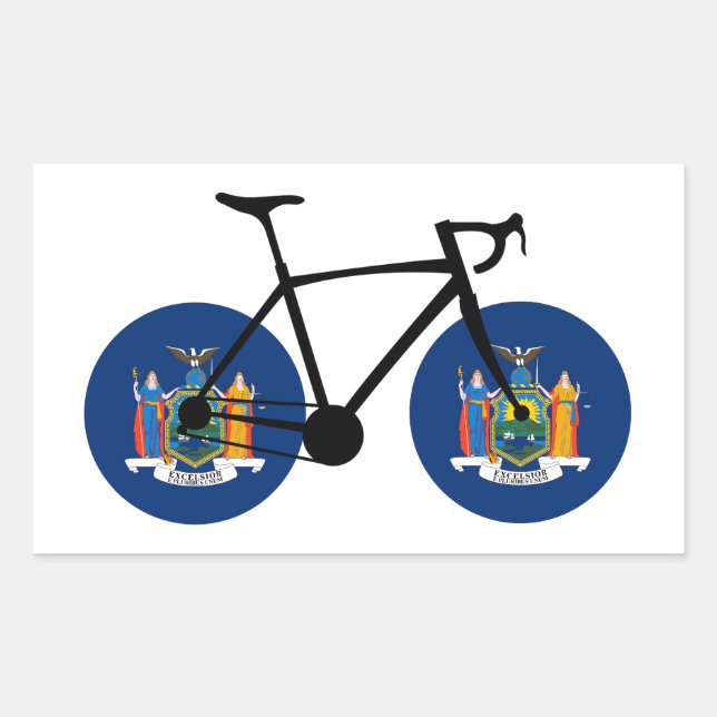 New York State Flag Cycling Rectangular Sticker (Front)