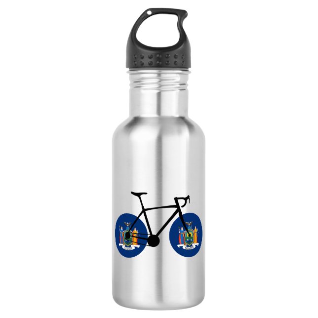 New York State Flag Cycling Stainless Steel Water Bottle (Front)