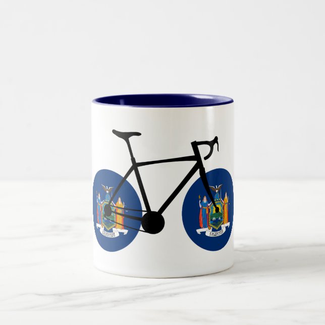 New York State Flag Cycling Two-Tone Coffee Mug (Center)