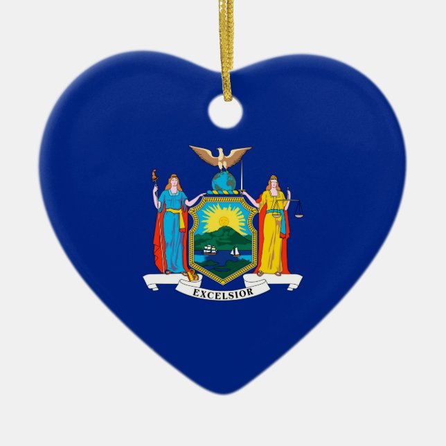 New York State Flag Design Ceramic Ornament (Front)