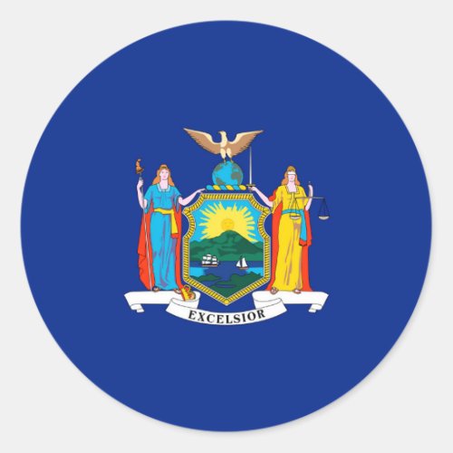 New York State Flag Design Classic Round Sticker