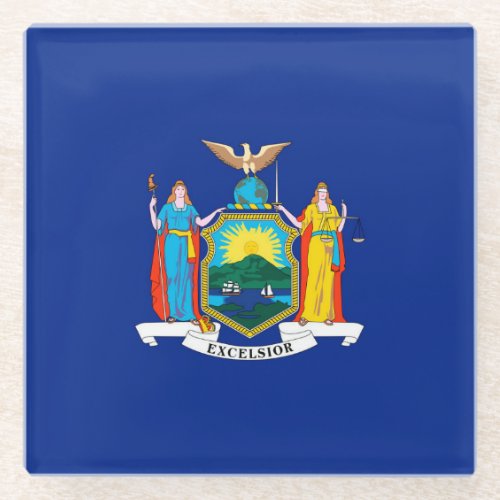 New York State Flag Design Decor Glass Coaster