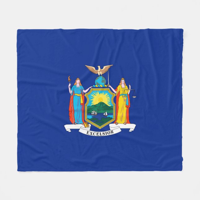 New York State Flag Design Fleece Blanket (Front (Horizontal))