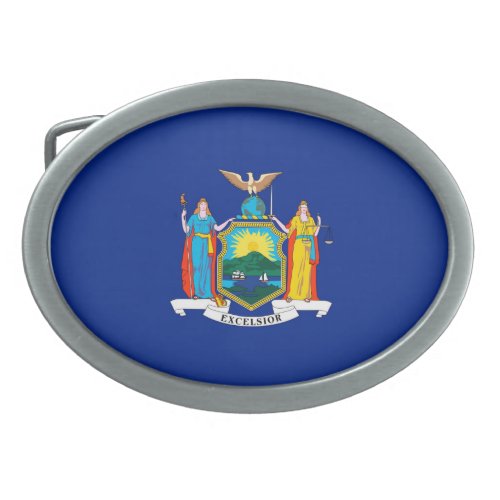 New York State Flag Design Oval Belt Buckle