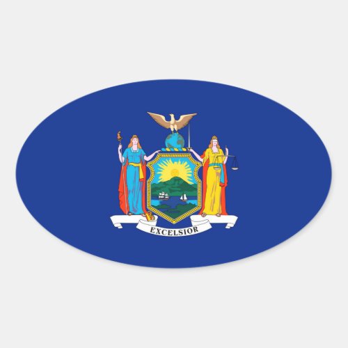 New York State Flag Design Oval Sticker