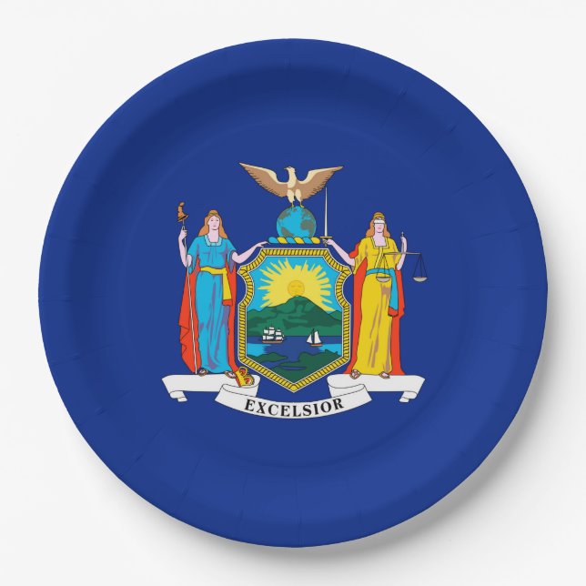 New York State Flag Design Paper Plates (Front)