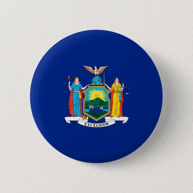New York State Flag Design Pinback Button (Front)