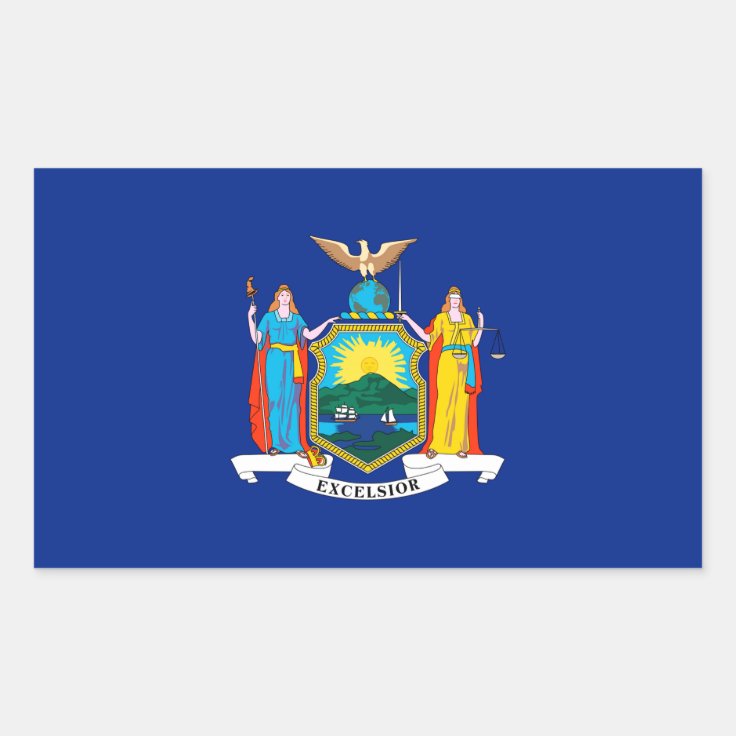 New York State Flag Design Rectangular Sticker Zazzle