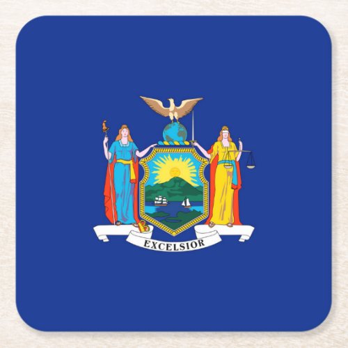 New York State Flag Design Square Paper Coaster