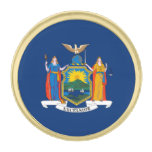 New York State Flag Gold Finish Lapel Pin