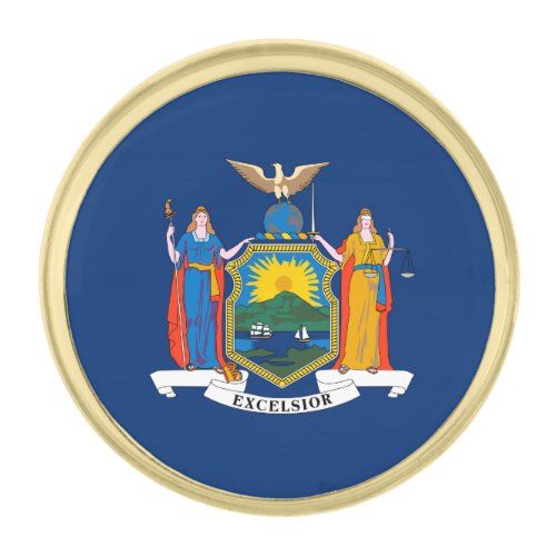 New York State Flag Gold Finish Lapel Pin
