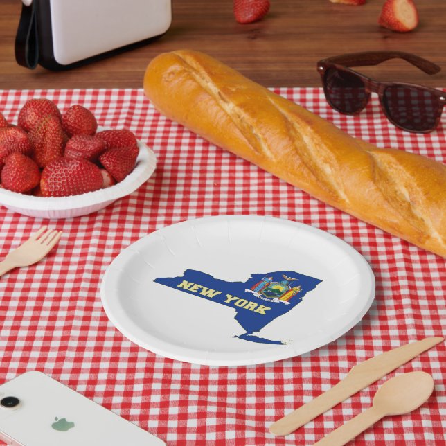 New York State Flag Map Paper Plates (Picnic)