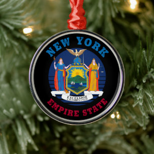 NEW YORK STATE FLAG METAL ORNAMENT