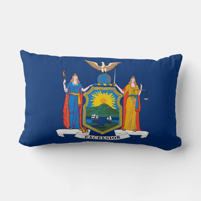 New York State Flag Print Patriotic Lumbar Pillow (Back)