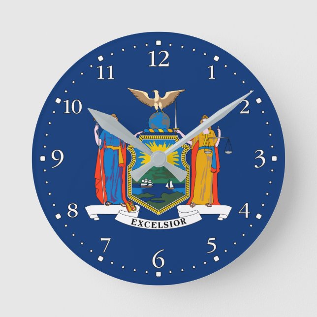 New York State Flag Round Clock (Front)