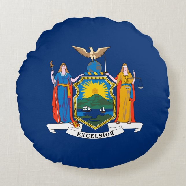 New York State Flag Round Pillow (Front)