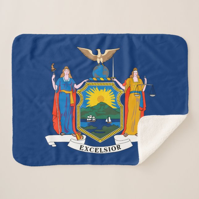 New York State Flag Sherpa Blanket (Front (Horizontal))