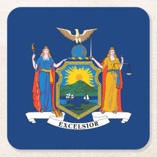 New York State Flag Square Paper Coaster