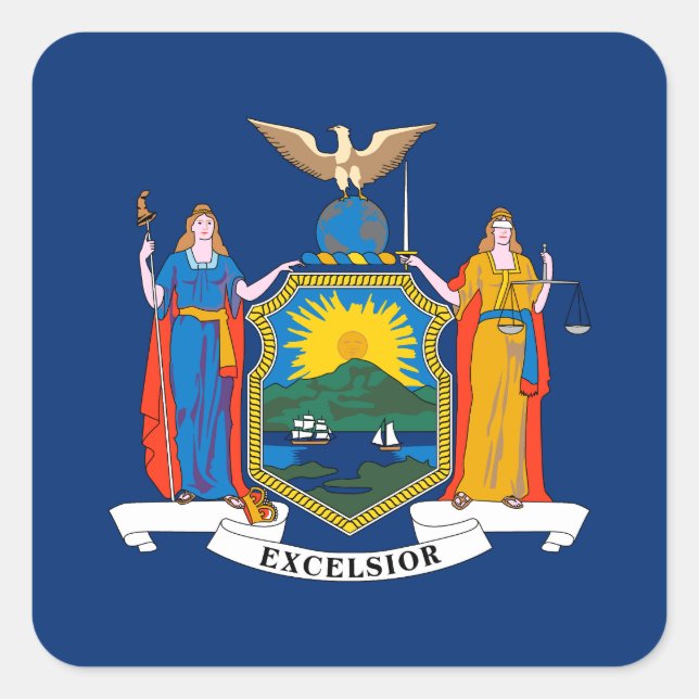 New York State Flag Square Sticker (Front)