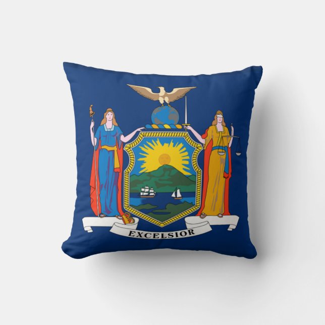 New York State Flag Throw Pillow (Front)