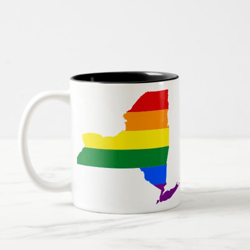 NEW YORK STATE LGBTQ PRIDE MAP Two_Tone COFFEE MUG